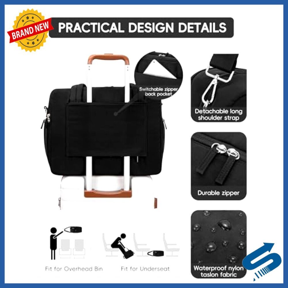 Lightweight Puffer Weekender Bag with Shoe Compartment, Laptop Sleeve, 17.7 - Picture 6 of 7